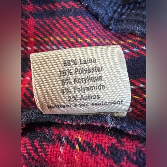 All Son Brand Men’s Jacket Plaid Red Black Sz Large Wool Polyester - Picture 5 of 7